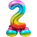 PALLONCINO IN MYLAR RAINBOW CON BASE NUMERO 2 72CM (64292)