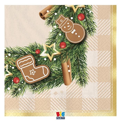 TOVAGLIOLI NATALE PAN DI ZENZERO 33X33CM 16PZ (75832)