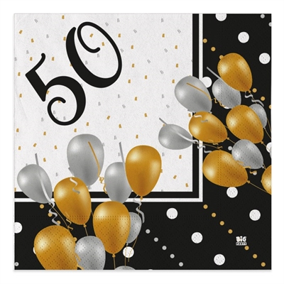 TOVAGLIOLI 50 ANNI ORO E NERO 33x33CM 20PZ (62161)