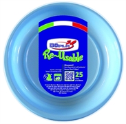 PIATTO TONDO RIUTILIZZABILE AZZURRO 17X17CM 25PZ (11745)