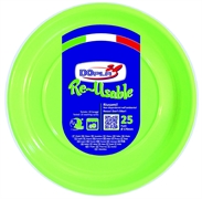 PIATTO TONDO RIUTILIZZABILE VERDE MELA 17X17CM 25PZ (11769)