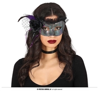 MASCHERA ARGENTO CON VELO (12036)