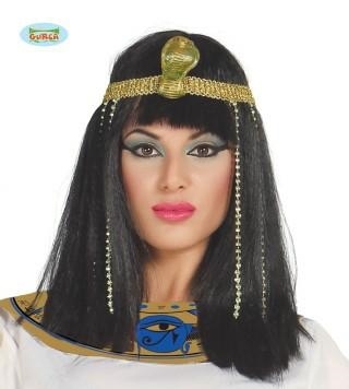 PARRUCCA CLEOPATRA CON COPRICAPO ORO CON PERLINE (14975-4778)