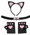 SET GATTA ORECCHIE GIROCOLLO GUANTI ROSA E NERO (15536-9738C)