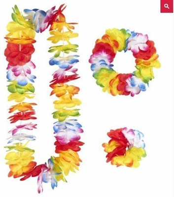 SET HAWAI MULTICOLORE LUSSO COLLANA CORONA BRACCIA (15577-9132X)