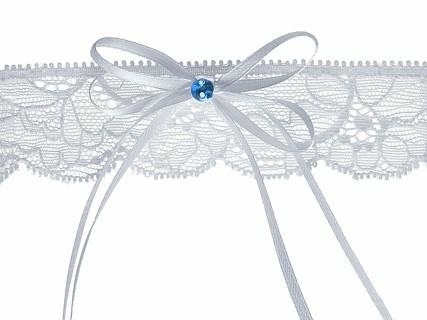 GIARRETTIERA IN PIZZO BIANCO CON PUNTOLUCE BLU (16560-PDW15)