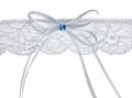 GIARRETTIERA IN PIZZO BIANCO CON PUNTOLUCE BLU (16560-PDW15)