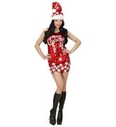 COSTUME BUON NATALE CORTO DONNA PAILETTES TAGLIA M (16703-94502)