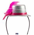 CAPPELLINO CERCHIETTO COTILLON ARGENTO PIUMA FUCSIA (17492-61701)