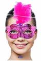 MASCHERA STILE VENEZIANO COLORE FUCSIA CON PIUMA (17896-21753)