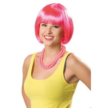 PARRUCCA NEON FUCSIA CAPELLI A CASCHETTO C/FRANGIA (17957-26696)