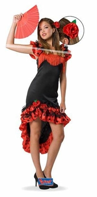 COSTUME SPAGNOLA ROSSO E NERE CON POIS TAGLIA L/XL (17963-21935)