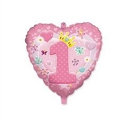 PALLONCINO IN MYLAR CUORE PRIMO COMPLEANNO ROSA 45CM (18021-61289)