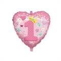 PALLONCINO IN MYLAR CUORE PRIMO COMPLEANNO ROSA 45CM (18021-61289)