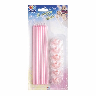 CANDELINE STELO ROSA 20CM 6PZ (18075-CC02/601)
