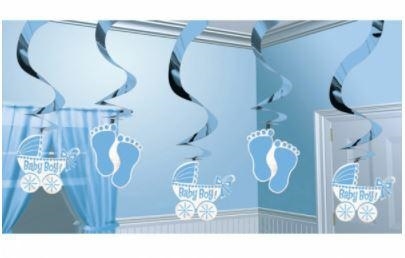 DECORAZIONI NASCITA LUI AZZURRO CULLA E PIEDINI 5PZ (18526-679659)