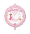 PALLONCINO IN MYLAR TONDO LEI BENVENUTA CICOGNA 45CM (19006-61287)