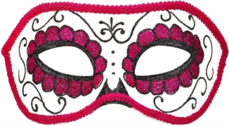 MASCHERA GLITTER NERO ROSA TESCHIO MESSICANO (19431-03855)