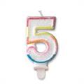 CANDELINA GLITTER MULTICOLOR 5 CINQUE 8,5CM (20290-70985)
