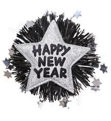 SPILLA HAPPY NEW YEAR ARGENTO E NERO (20351-7892S)