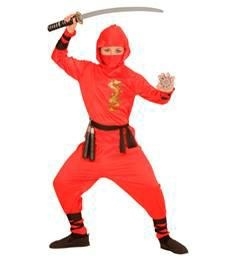 COSTUME BIMBO NINJA ROSSO TAGLIA 8-10 ANNI (20621-01337)