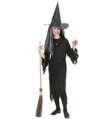COSTUME NERO BIMBA DA STREGA TAGLIA 8-10 ANNI (21247-02507)