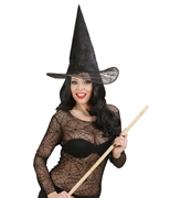 CAPPELLO DA STREGA NERO CON RAGNATELE E GLITTER (21257-9426F)