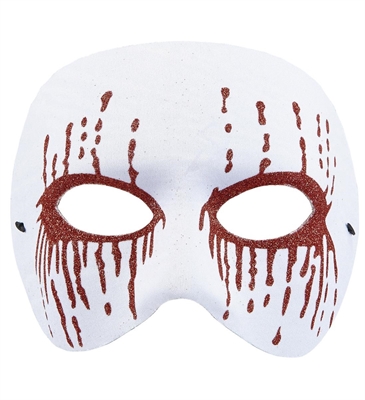 MASCHERA BIANCA C/OCCHI INSANGUINATI GLITTER ROSSO (21281-03641)