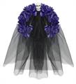 CERCHIETTO 6 ROSE VIOLA CON VELO E TESCHIO (21476-04134)