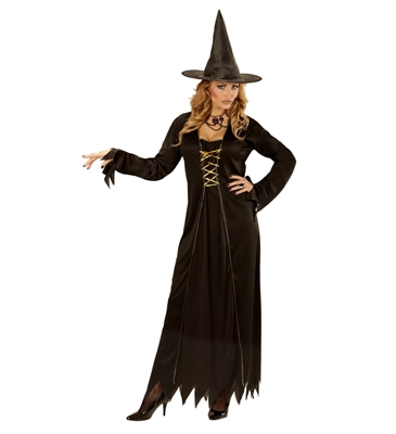 COSTUME DONNA STREGA NERO LUNGO TAGLIA S (21551-00431)