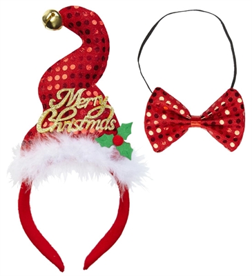 SET NATALE CON MINI CAPPELLO E FARFALLINO PAILETTE (21562-04161)