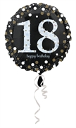 PALLONCINO IN MYLAR 18 ANNI NERO SPARKLE 45CM (21659-3323901)