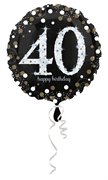 PALLONCINO IN MYLAR 40 ANNI NERO SPARKLE 45CM (21661-3213001)