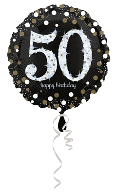 PALLONCINO IN MYLAR 50 ANNI NERO SPARKLE 45CM (21662-3213101)
