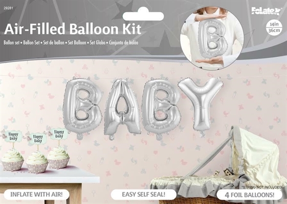 KIT SCRITTA BABY ARGENTO IN FOIL 36CM (22025-29281)