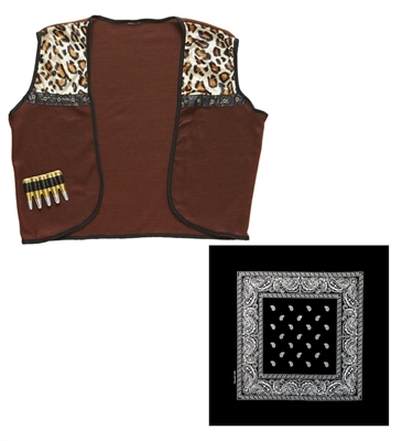 KIT UOMO COWBOY CON GILET E BANDANA TG.M-L (22195-4300C)