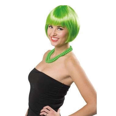 PARRUCCA NEON VERDE CAPELLI A CASCHETTO C/FRANGIA (22461-26695)