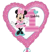 PALLONCINO IN MYLAR CUORE PRIMO COMPLEANNO MINNIE 45CM (22700-3435001)