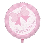 PALLONCINO IN MYLAR BATTESIMO BABY ROSA CON FIOCCO 45CM (22760-42624)