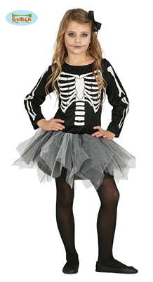 COSTUME BAMBINA SCHELETRO TUTU TAGLIA 5-6 ANNI (23003-87387)