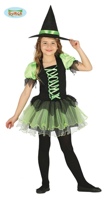 COSTUME BAMBINA STREGA VERDE TUTU TAGLIA 10-12 ANNI (23013-87451)