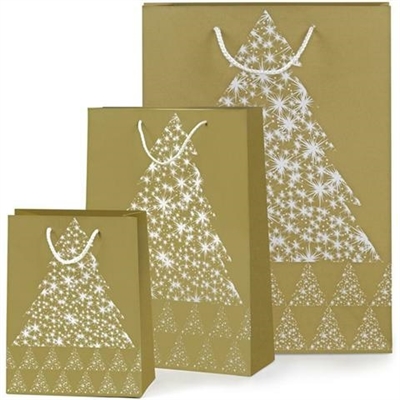 BORSA CON CORDINO ALBERO NATALE BIANCO 36,5X26CM (23193-SDX26436)