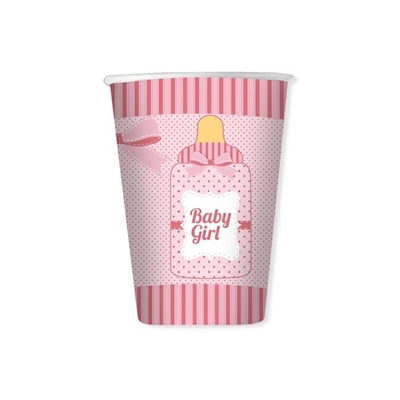 BICCHIERI IN CARTONCINO BIBERON ROSA BABY GIRL 200CC 8PZ (24673-61687)