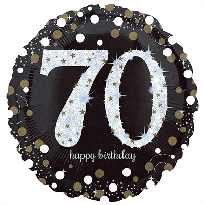 PALLONCINO IN MYLAR 70 ANNI NERO SPARKLE 45CM (25070-3374101)