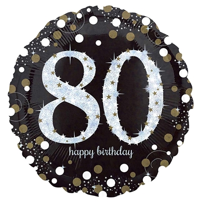 PALLONCINO IN MYLAR 80 ANNI NERO SPARKLE 45CM (25071-3374201)