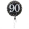 PALLONCINO IN MYLAR 90 ANNI NERO SPARKLE 45CM (25072-3374301)