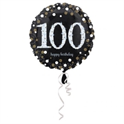 PALLONCINO IN MYLAR 100 ANNI NERO SPARKLE 45CM (25073-3374401)