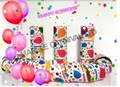 STELLE FILANTI A STRISCE BUON COMPLEANNO 9 ROTOLINI (26962-91201)