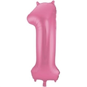 PALLONCINO IN MYLAR ROSA SATINATO NUMERO 1 86CM (27189-65901)