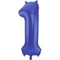 PALLONCINO IN MYLAR BLU SATINATO NUMERO 1 86CM (27199-65921)